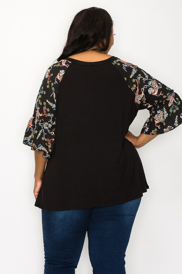 PSFU Black Paisley Shirt Top