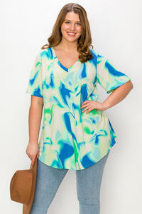 PSFU Green Blue Tie Dye Shirt Top