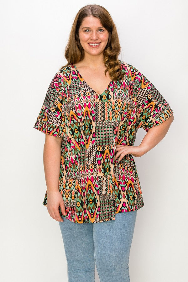PSFU Green Pink Orange Black Shirt Top