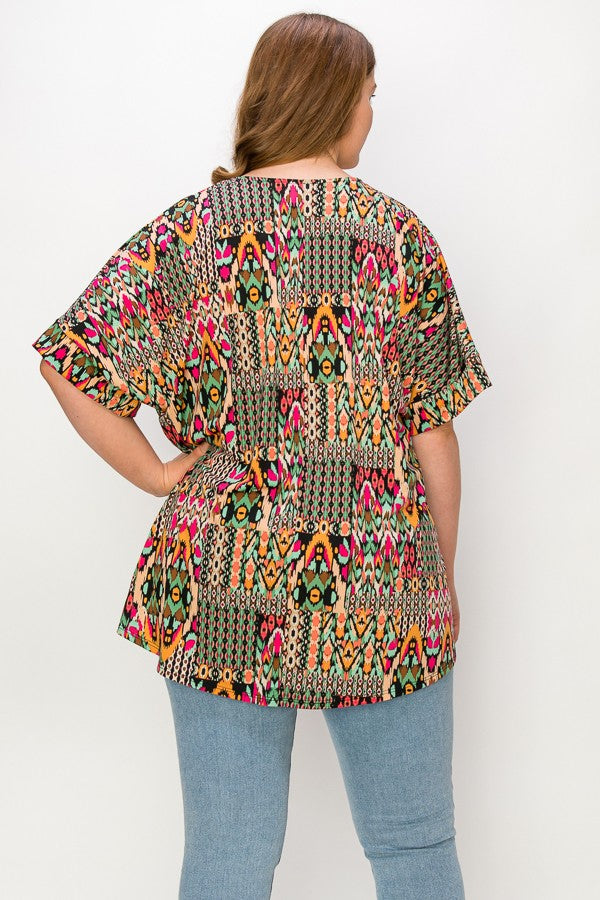 PSFU Green Pink Orange Black Shirt Top