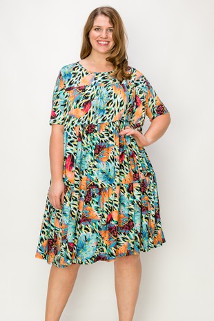 Bright Animal Tropical Vibe Tier Dress