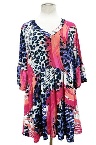 Pink Blue Orange Leopard Top