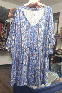Beautiful Blue Design Stripe Shirt Top