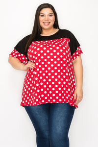 Black Red Polka Dot Shirt Top