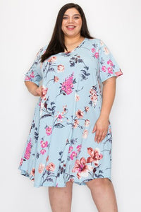 Blue Floral Dress w Pockets