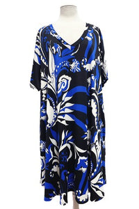 Black Blue White Dress w Pockets