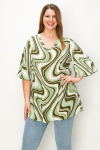 PSFU Green Swirl Tie Dye Shirt Top