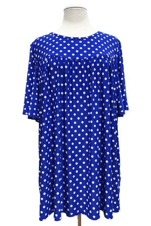 Vivid Blue Polka Dot Shirt Top