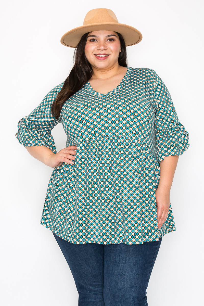 Green Orange Multi Print Shirt Top