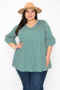 Green Orange Multi Print Shirt Top