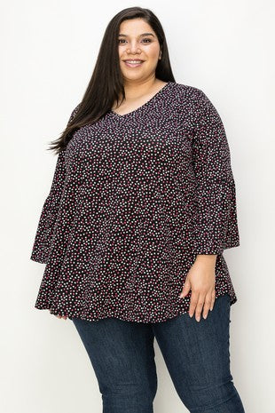 Black Pink Square Confetti Shirt Top