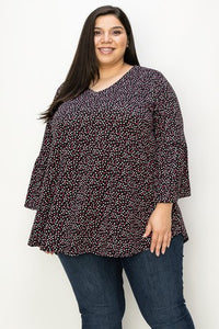 Black Pink Square Confetti Shirt Top