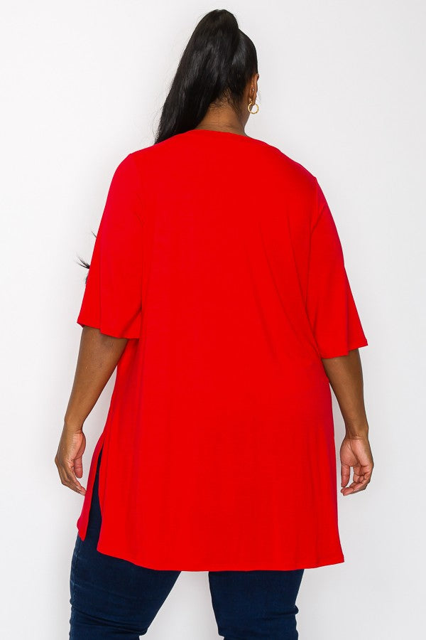 PSFU Solid Red Knot Bottom Tie Shirt Top