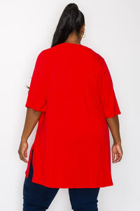 PSFU Solid Red Knot Bottom Tie Shirt Top