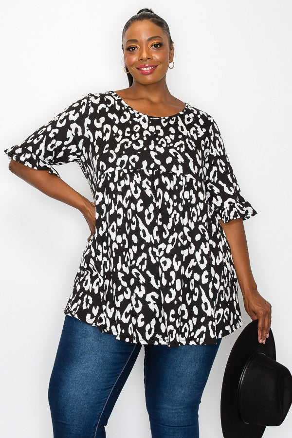 PSFU Black & White Leopard Shirt Top