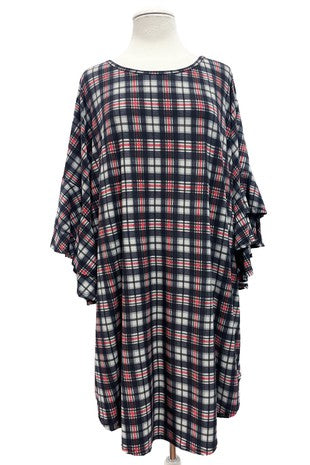 Black Khaki Red Plaid Check Print Shirt Top