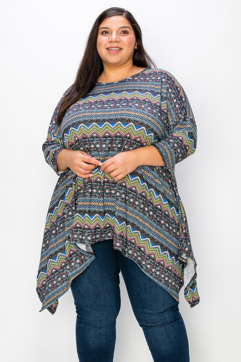 Multi Color Chevron Sharkbite Shirt Top