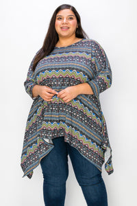 Multi Color Chevron Sharkbite Shirt Top