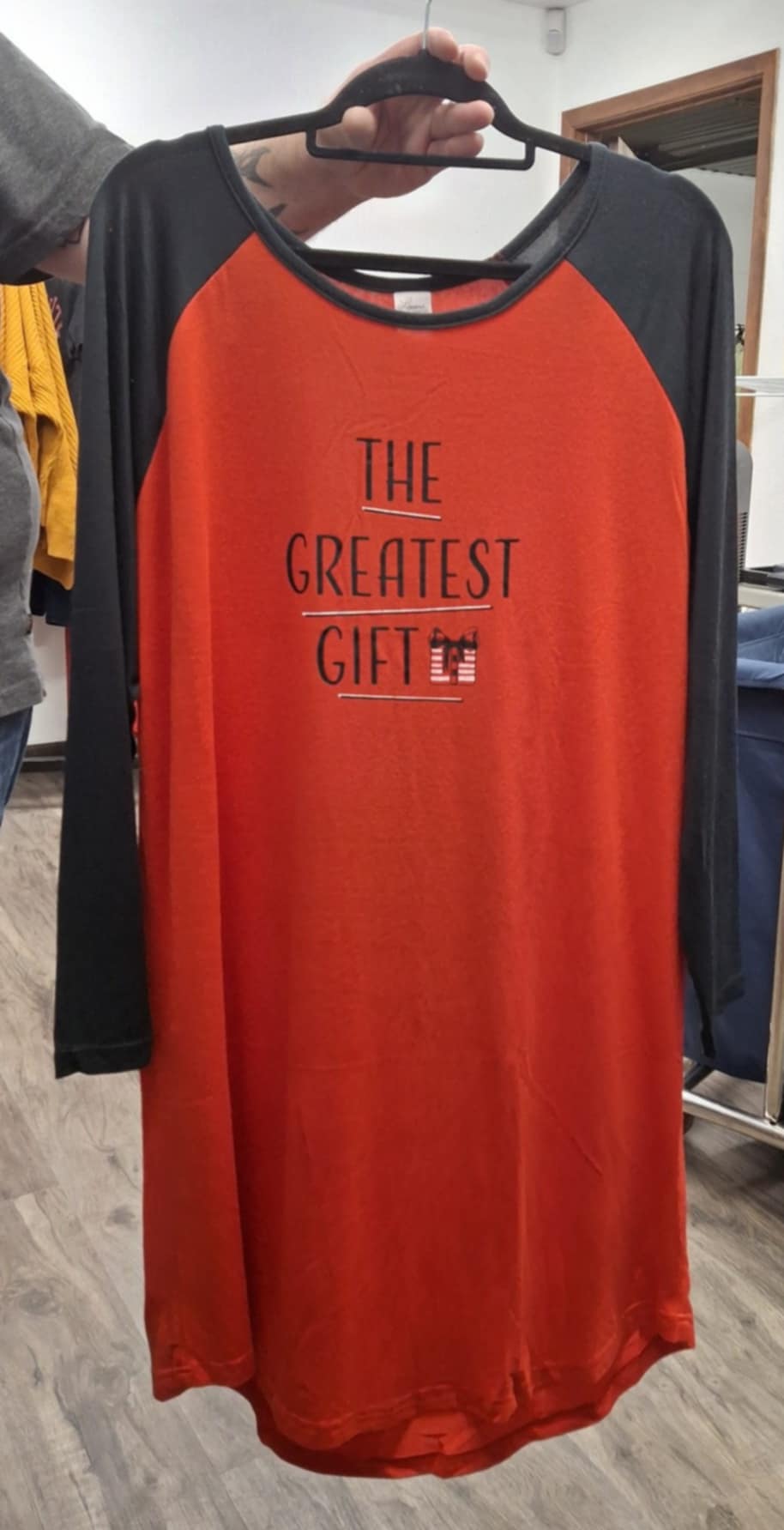 Black & Red Great Gift Nightgown Sleep Shirt