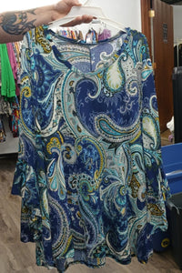 Blue Teal Paisley Shirt Top