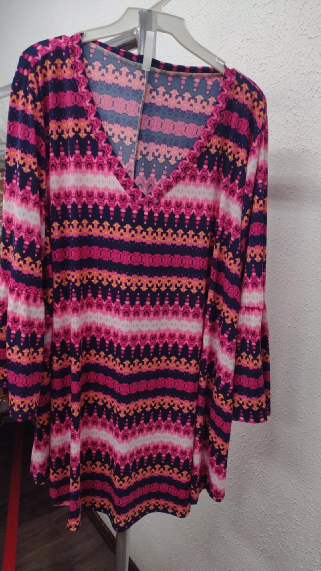 Pink Navy Orange Design Shirt Top