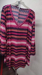 Pink Navy Orange Design Shirt Top