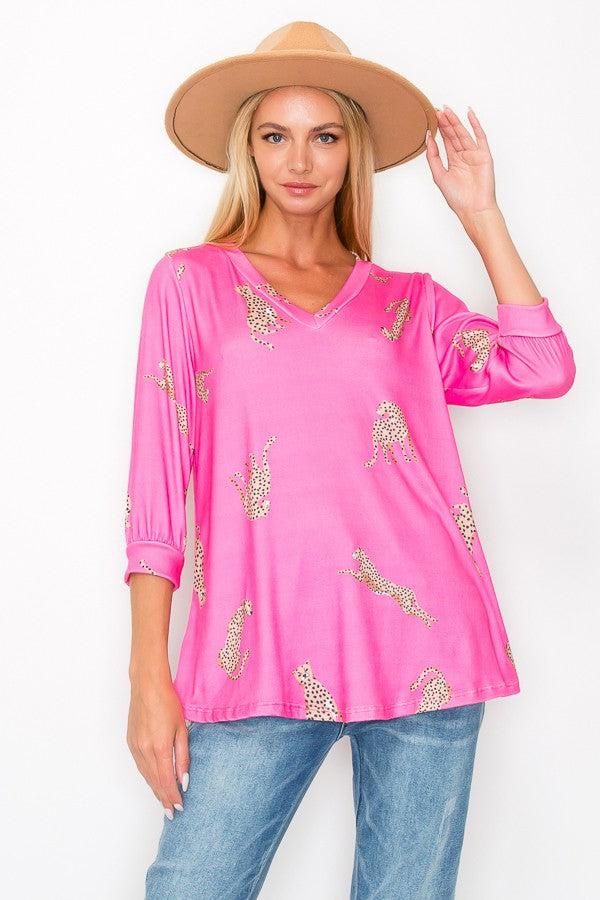 PSFU Pink Leopard Cheetah Shirt Top