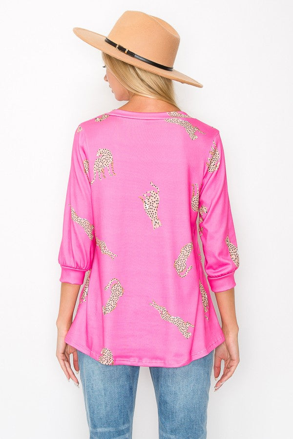 PSFU Pink Leopard Cheetah Shirt Top
