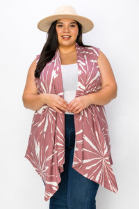 Wine Tie Dye Burst Lightweight Sweater Vest Sleeveless Cardigan