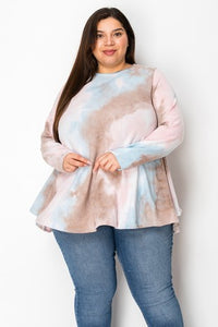 Pink Brown Blue Tie Dye Shirt Top