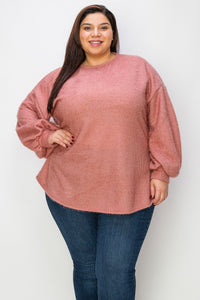 Mauve Pink Eyelett Fuzzy Cuddley Sweatery Shirt Top