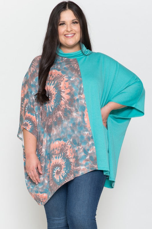 Mint Tie Dye Oversize Poncho
