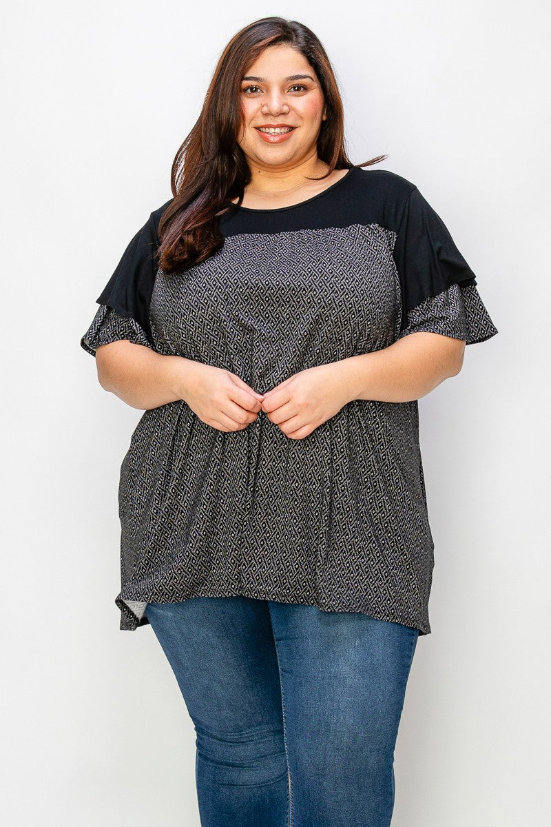 Black Career Diamond Design Shirt Top
