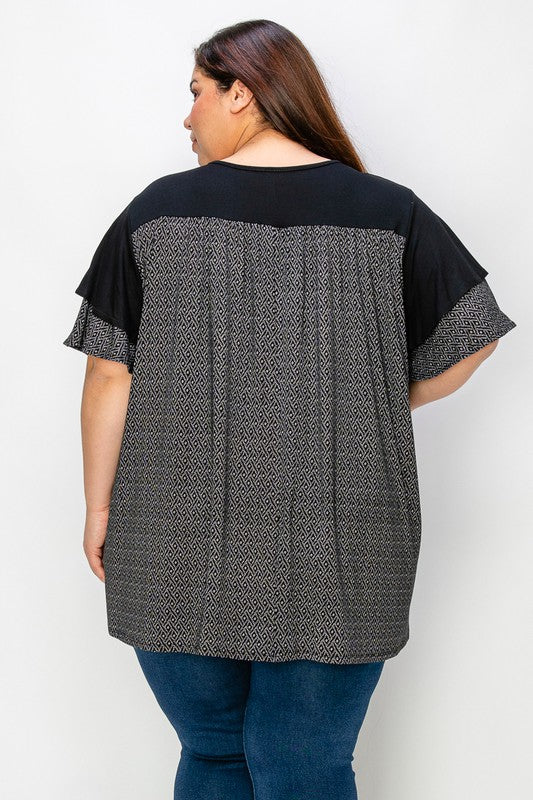 Black Career Diamond Design Shirt Top