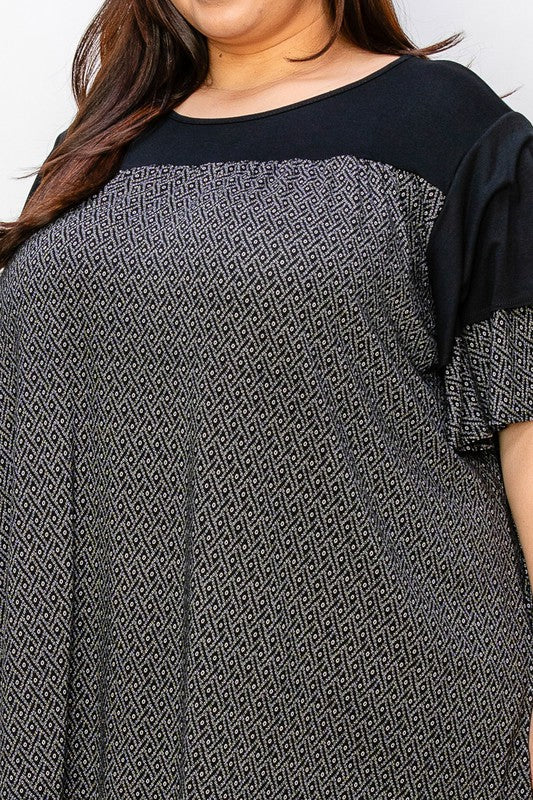 Black Career Diamond Design Shirt Top