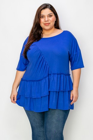 Gorgeous Bright Blue Ruffle Shirt Top