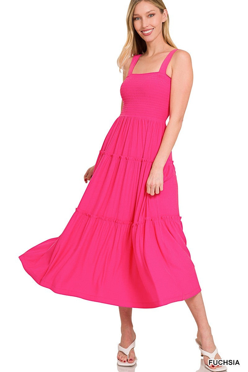 Pink Smocked Top Tiered Dress