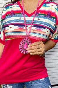 Pink Aztec Bull Rider Shirt Top