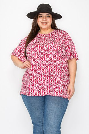 Red Pink Design Top