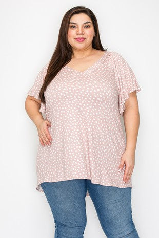 Pink White Spot Dot Shirt Top
