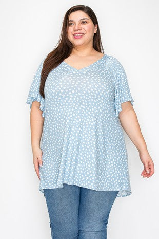 Blue Polka Dot Spot Shirt Top