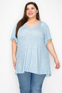 Blue Polka Dot Spot Shirt Top