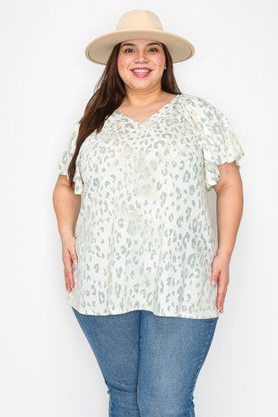Light Green Leopard Shirt Top