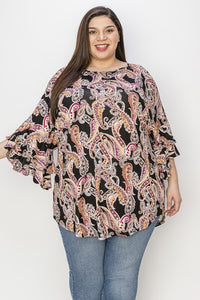 Black Paisley Tunic Shirt Top