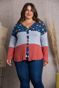Adorable Polka Dot Faux Button Shirt Top
