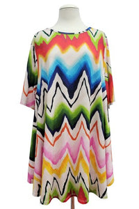 Big Bright Chevron Print Tunic Shirt Top