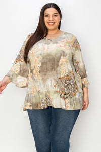 Green Tie Dye Paisley Shirt Top