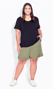 Avenue Olive Casual Poplin Pull on Short Shorts