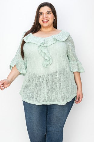 Light Green Lightweight Sweatery Shirt Top