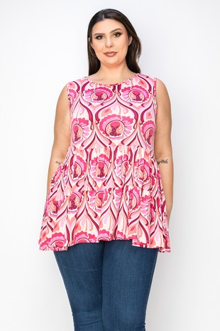 Multi Pink Tone Design Tank Top